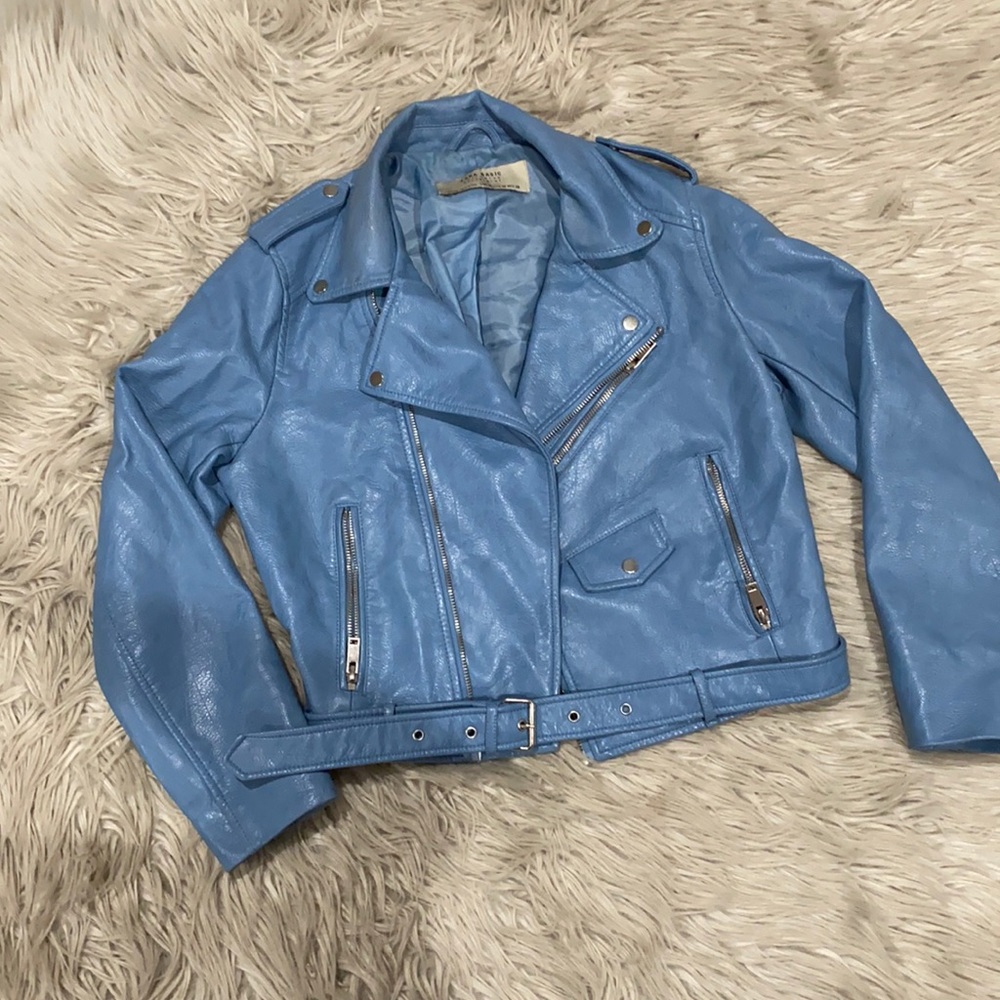 Zara Basic Faux Leather Motto Jacket